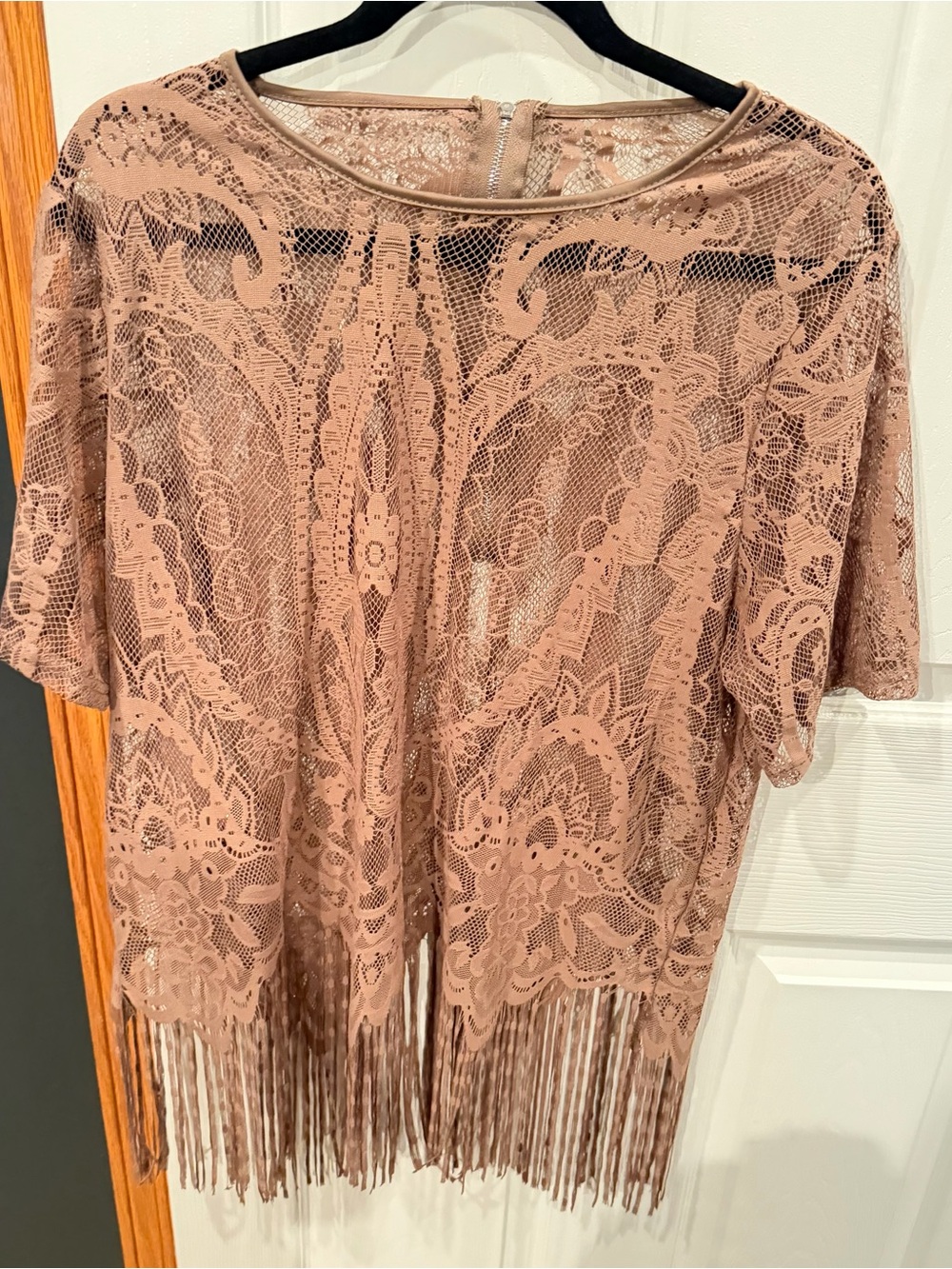 Cream Lace Fringe Top